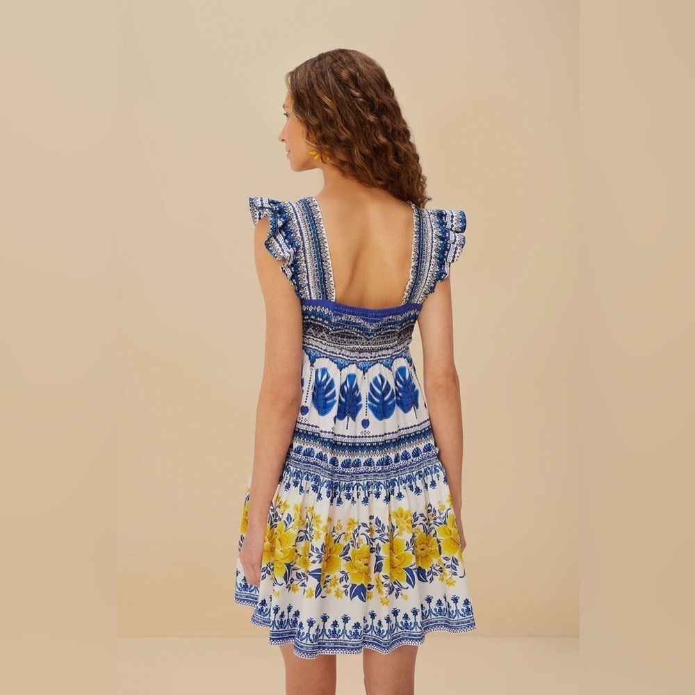 Farm Rio: Off-White Zuli Organic Cotton Mini Dress - Picture 3 of 9